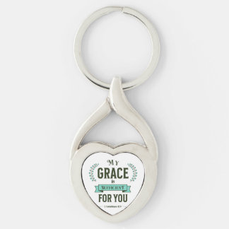 My Grace is Sufficient Scripture Teal Key Ring