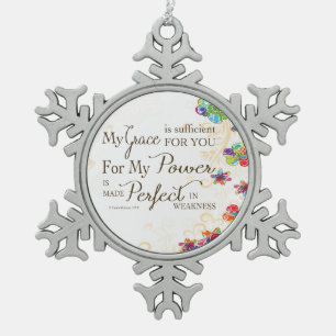 My Grace is Sufficient Snowflake Pewter Christmas Ornament