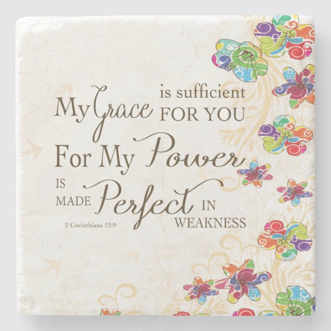 My Grace is Sufficient Stone Coaster (Front)