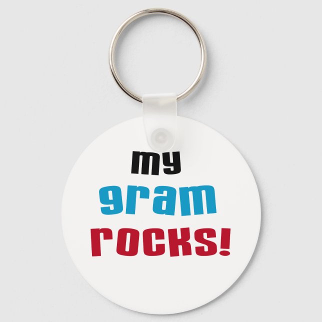 My Gram Rocks T-shirts and Gifts Key Ring (Front)