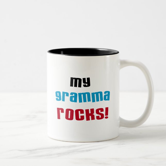 My Gramma Rocks T-shirts and Gifts Two-Tone Coffee Mug (Right)