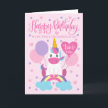 My Granddaughter Unicorn On Rainbow 2nd Birthday Card<br><div class="desc">An adorable unicorn sitting on a rainbow surrounded by balloons and confetti. The top of the card has the hand lettered words 'Happy Birthday' while the heart shaped balloon has the hand lettered words 'one today'. The perfect card for your sweet granddaughter's 2nd birthday from you!</div>