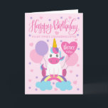 My Granddaughter Unicorn On Rainbow 3rd Birthday Card<br><div class="desc">An adorable unicorn sitting on a rainbow surrounded by balloons and confetti. The top of the card has the hand lettered words 'Happy Birthday' while the heart shaped balloon has the hand lettered words 'one today'. The perfect card for your sweet granddaughter's 3rd birthday from you!</div>