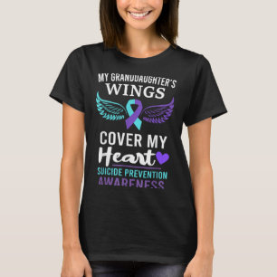 My Granddaughters Wings Cover Heart Suicide Awaren T-Shirt