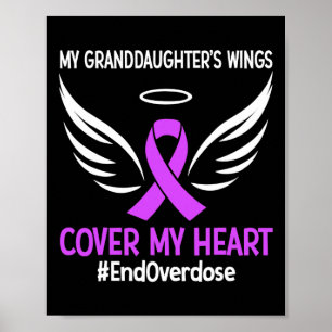 My Granddaughter's Wings Cover My Heart Purple Rib Poster