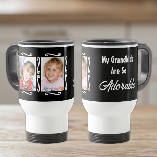 My grandkids are adorable add photos black travel mug