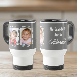 My grandkids are adorable add photos grey travel mug