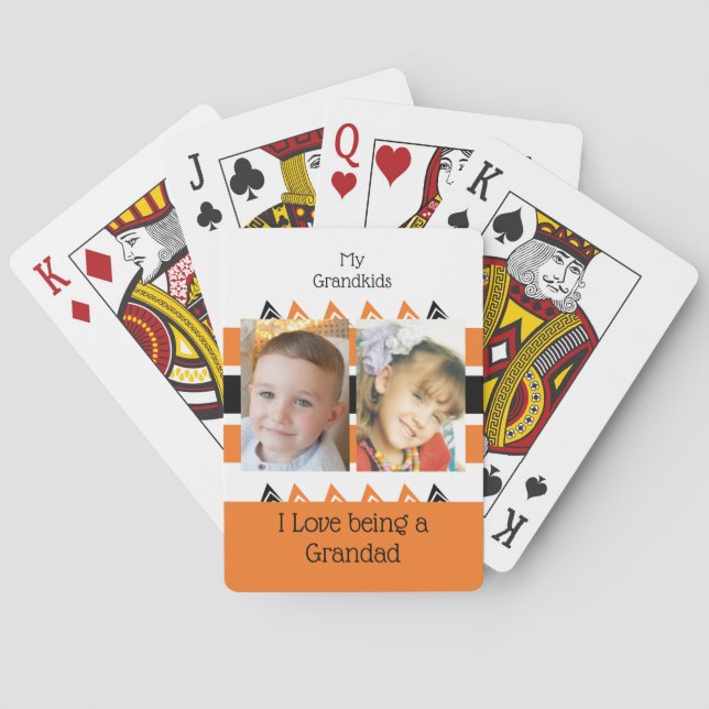 My grandkids love being a Grandad orange white Playing Cards (Back)