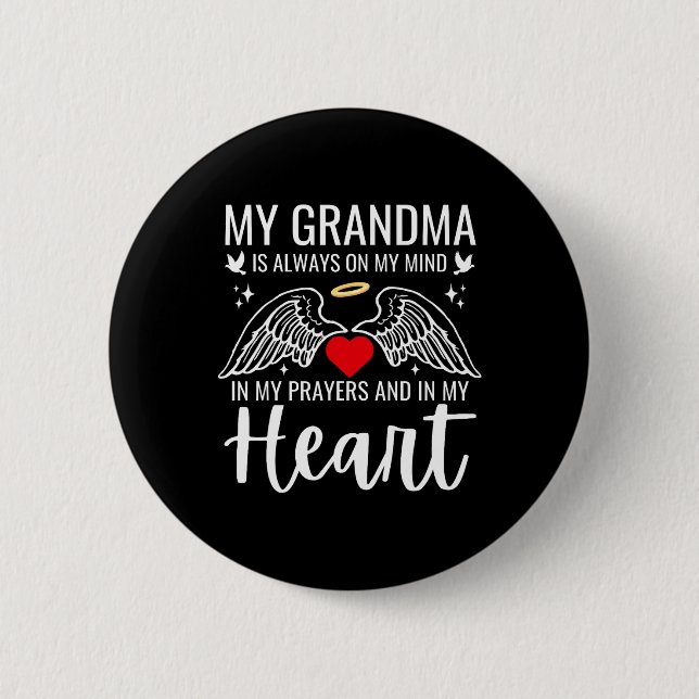 My Grandma Guardian Angel Heaven Memorial Love Mot 6 Cm Round Badge (Front)