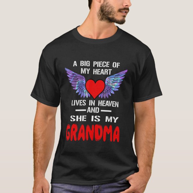My Grandma in Heaven  Missed My Grandma Memorial R T-Shirt (Front)