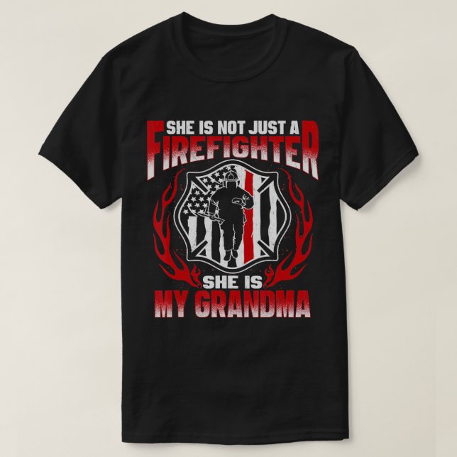 My Grandma Is A Firefighter Hero Fire Grandson Gra T-Shirt (Design Front)
