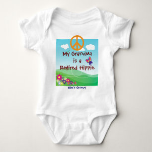 My Grandma is a Retired Hippie baby apparel Baby Bodysuit