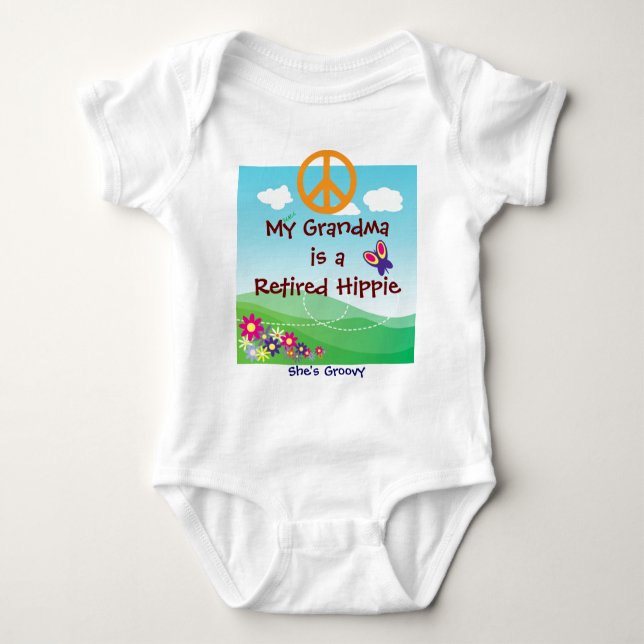 My Grandma is a Retired Hippie baby apparel Bodysuit (Front)