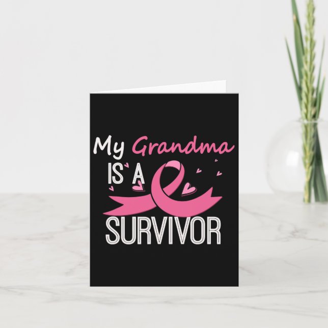 My Grandma Is A Survivor Breast Cancer Awareness  Card (Front)