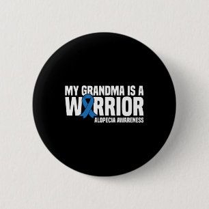 My Grandma is a Warrior Blue Ribbon Alopecia Aware 6 Cm Round Badge