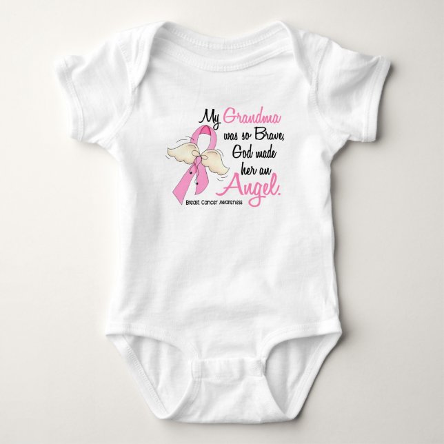 My Grandma Is An Angel 2 Breast Cancer Baby Bodysuit (Front)