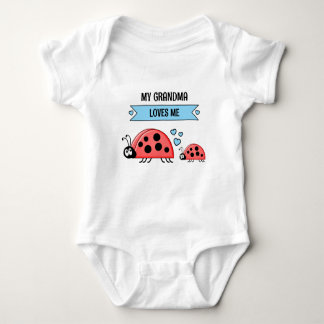 My Grandma loves me ladybugs blue Baby Bodysuit