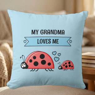 My Grandma loves me ladybugs blue baby Cushion