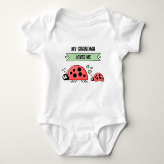 My Grandma loves me ladybugs green Baby Bodysuit