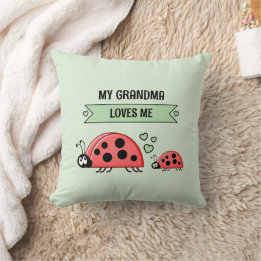 My Grandma loves me ladybugs green baby Cushion