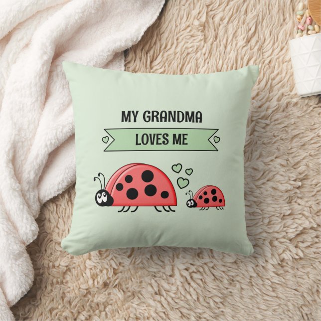My Grandma loves me ladybugs green baby Cushion (Blanket)