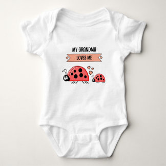 My Grandma loves me ladybugs peach Baby Bodysuit