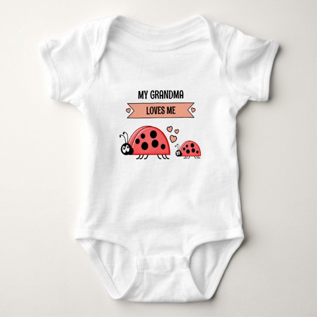 My Grandma loves me ladybugs peach Baby Bodysuit (Front)