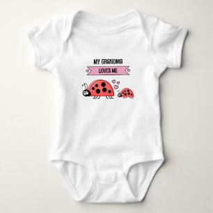 My Grandma loves me ladybugs pink Baby Bodysuit
