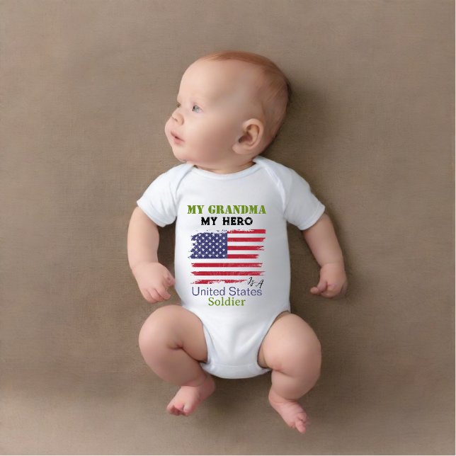 My Grandma My Hero is a U.S. Soldier Baby Bodysuit (Creator Uploaded)
