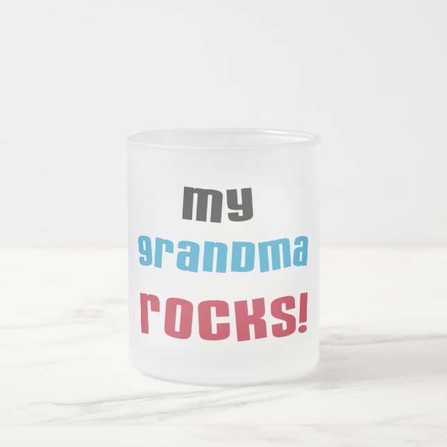 My Grandma Rocks T-shirts and Gifts Frosted Glass Coffee Mug (Center)