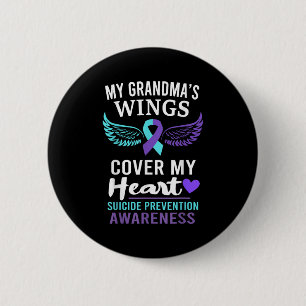 My Grandma's Wings Cover Heart Suicide Awareness R 6 Cm Round Badge