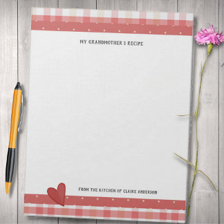 My Grandmother's Recipes Retro Plaid Large Notepad