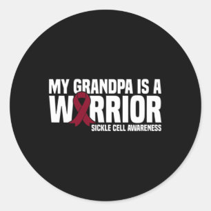 My Grandpa is a Warrior Sickle Cell Awareness Classic Round Sticker