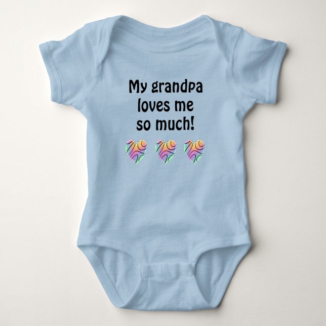 My Grandpa Loves Me Baby Bodysuit (Front)