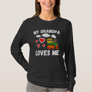 My Grandpa Loves Me Cute Boys Kids Grandson Train T-Shirt