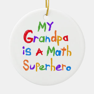 My Grandpa Math Superhero T-shirts and Gifts Ceramic Tree Decoration