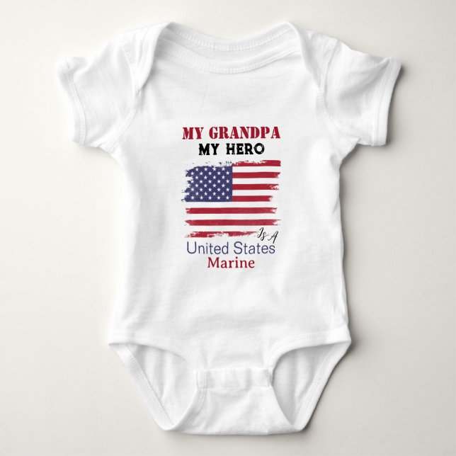 My Grandpa My Hero is a U.S. Marine Baby Bodysuit (Front)