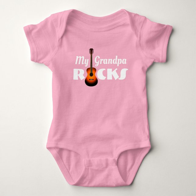 "My Grandpa Rocks!" & Acoustic Guitar  Baby Bodysuit (Front)
