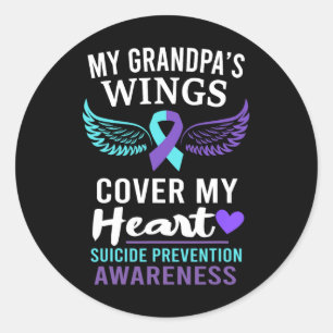 My Grandpa's Wings Cover Heart Suicide Awareness R Classic Round Sticker