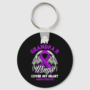 My Grandpa's Wings Cover My Heart End Overdose Key Ring