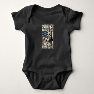 My grandson has your back proud army grandpa gift baby bodysuit