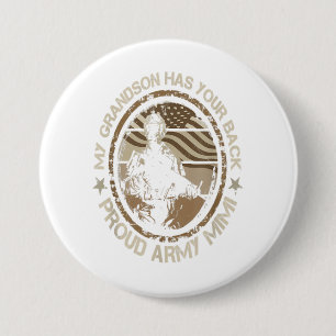 My grandson has your back proud army military gift 7.5 cm round badge