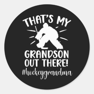 My Grandson Hockey Grandma Ice Hockey Player Grand Classic Round Sticker