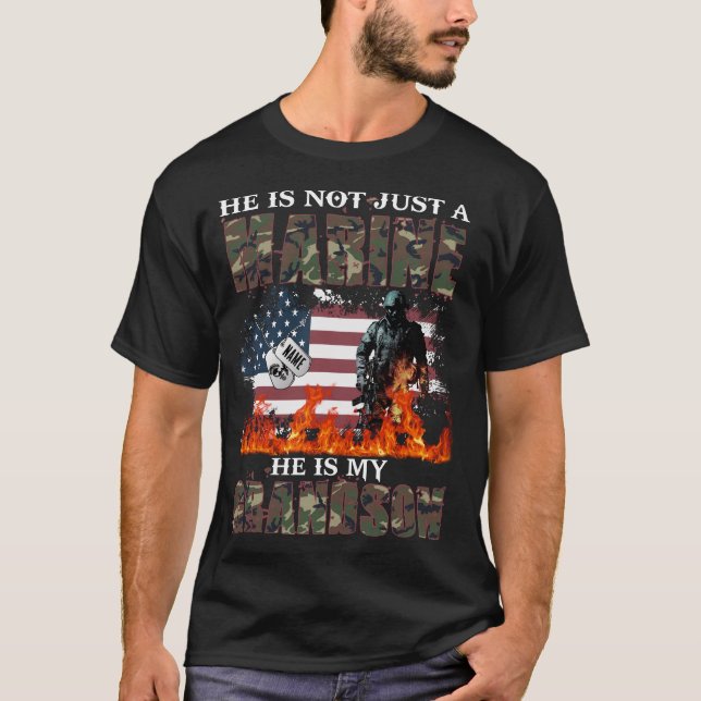 My Grandson Is A Marine Proud Grandma, Marine TL T-Shirt (Front)