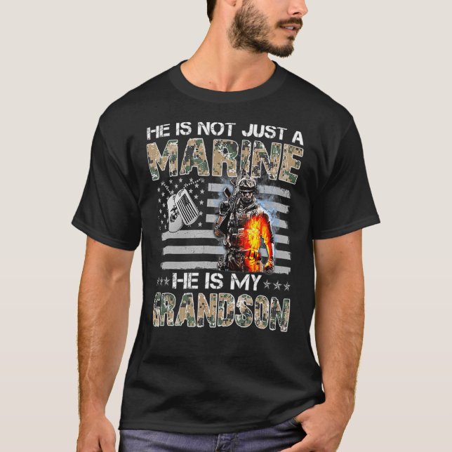 My Grandson Is A Marine Proud Grandma Proud Grandp T-Shirt (Front)