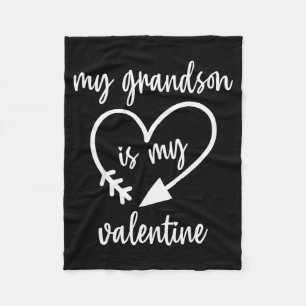 My Grandson Is My Valentine Cute Valentines Day Fleece Blanket