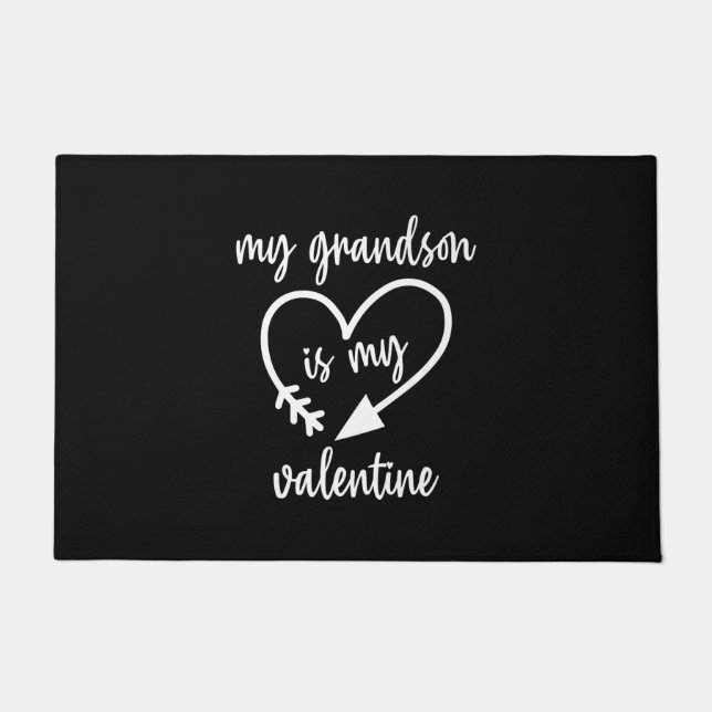 My Grandson Is My Valentine Cute Valentines Doormat (Front)