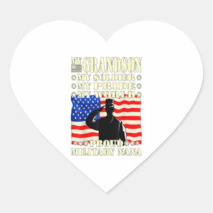 My grandson my soldier hero proud military gift heart sticker