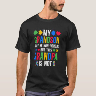 My Grandson Proud Autism Grandpa Autism Warrior Gr T-Shirt