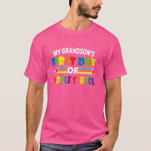 My Grandson's First Day Of School Women Men Middle T-Shirt